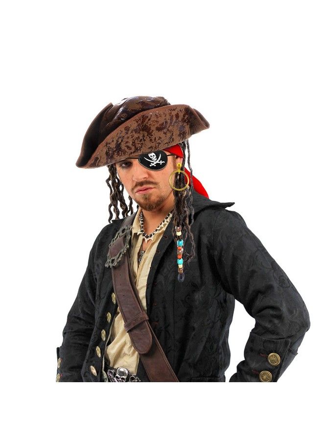 Eshylala Pirate Hat With Dreadlocks Hair Braids Pirate Costume Pirate Costume Accessories Dreadlocks Halloween Costume Accessory For Halloween Masquerade Set Of 5 - Image 3