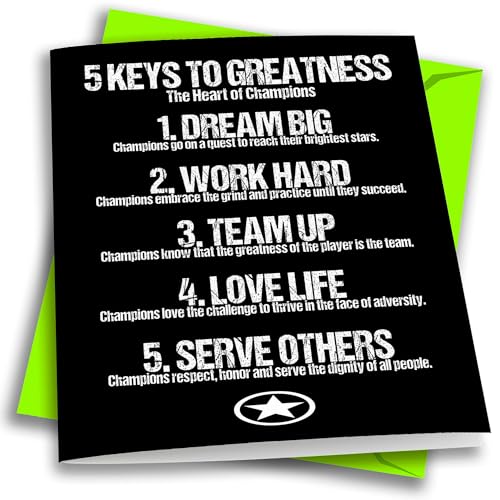 Play Strong 1-Pack 5 KEYS TO GREATNESS Sports Powercard (5x7in) Empower Sports Inspirational Motivational Greeting Card for Athletes, Coaches and Fans - Empower the Champion! - Image 1
