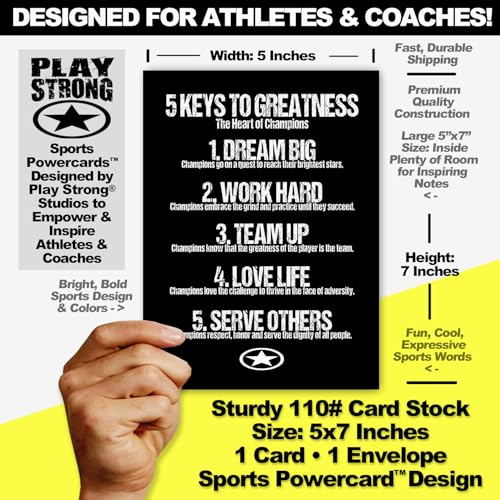 Play Strong 1-Pack 5 KEYS TO GREATNESS Sports Powercard (5x7in) Empower Sports Inspirational Motivational Greeting Card for Athletes, Coaches and Fans - Empower the Champion! - Image 2