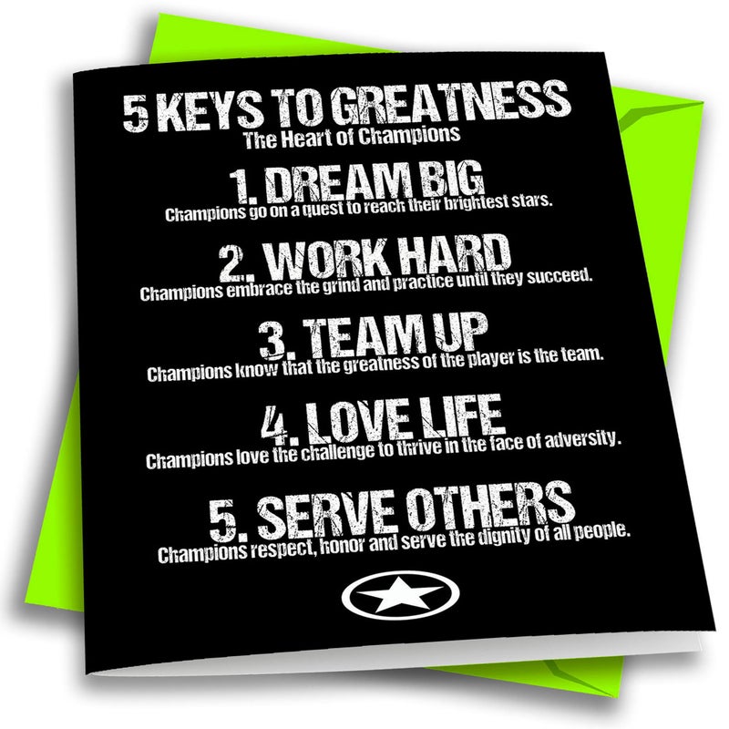Play Strong 1-Pack 5 KEYS TO GREATNESS Sports Powercard (5x7in) Empower Sports Inspirational Motivational Greeting Card for Athletes, Coaches and Fans - Empower the Champion! - Image 4