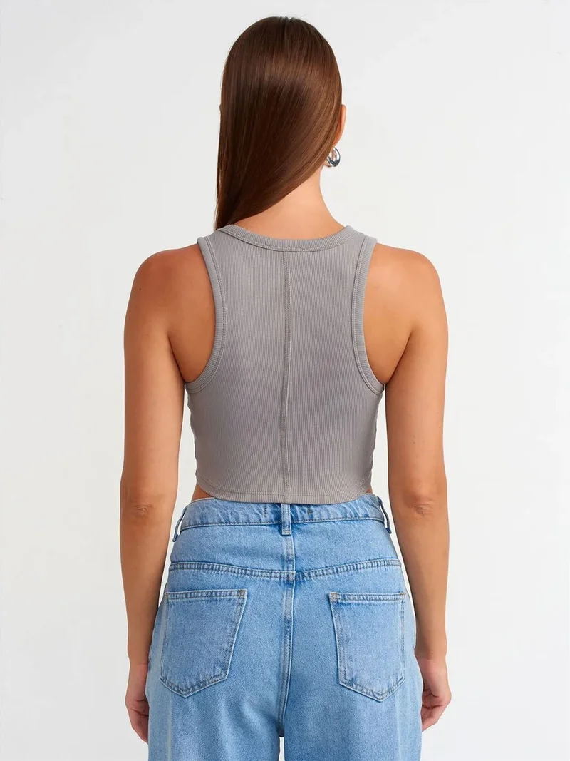 ديلفين Dilvin Women's Ribbed Sleeveless Crop Top