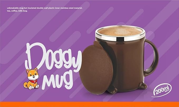pelton Doggy Mug 200ml with Plastic Inner Stainless Steel Material Pack of 2 Blue - Image 5