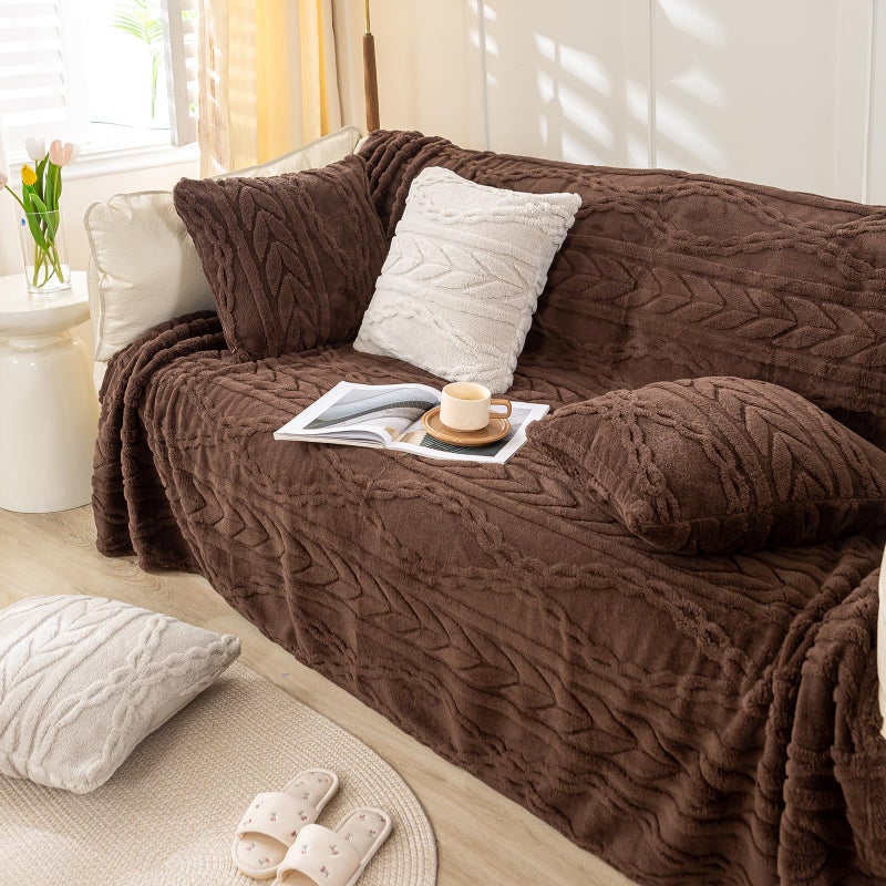 YUSOKI Sherpa Large Throw Blanket Single Layer,Light Weight(1.7lb),370GMS-3D Stylish Design for Gift Home Decor (Brown,50"x65") - Image 4
