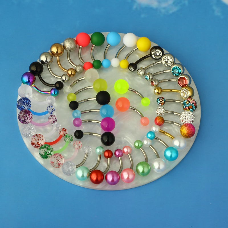Suotarn 42Pcs 14G Surgical Stainless Steel Belly Button Ring for Women hypoallergenic Simple Acrylic Glow In Dark Cute Belly Rings Barbell Navel Piercing Jewelry Pack for Women - Image 3