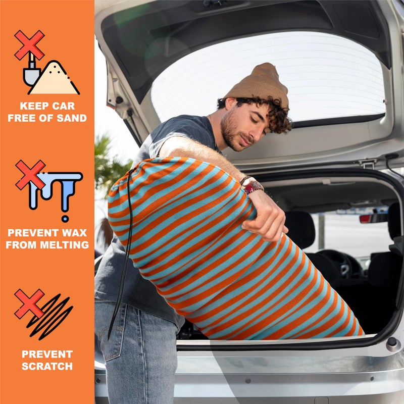 Suncube SUN CUBE Surfboard Sock Cover, Protective Surf Bag for Surfing Board, Light Stretchy Surfbag Sleeve for Shortboard, Hybrid (6'0'', Sunset Orange) - Image 4