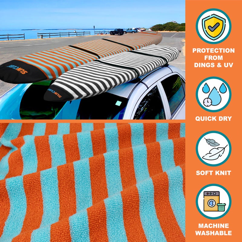 Suncube SUN CUBE Surfboard Sock Cover, Protective Surf Bag for Surfing Board, Light Stretchy Surfbag Sleeve for Shortboard, Hybrid (6'0'', Sunset Orange) - Image 3
