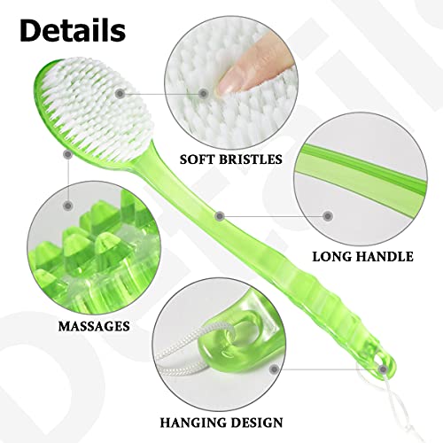 Electomania® Body Bath Shower Back Brush Massager Spa Scrubber Long Handle with Super Soft Bristles Back Scrubber Wholesome Dry Skin Bath Brush (Green) - Image 2