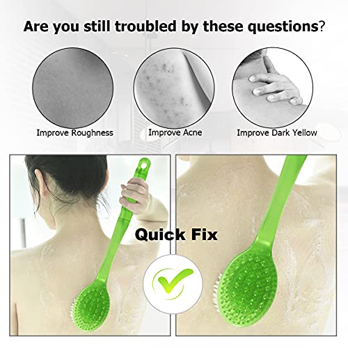 Electomania® Body Bath Shower Back Brush Massager Spa Scrubber Long Handle with Super Soft Bristles Back Scrubber Wholesome Dry Skin Bath Brush (Green) - Image 5