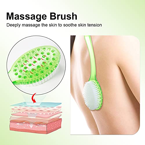 Electomania® Body Bath Shower Back Brush Massager Spa Scrubber Long Handle with Super Soft Bristles Back Scrubber Wholesome Dry Skin Bath Brush (Green) - Image 3