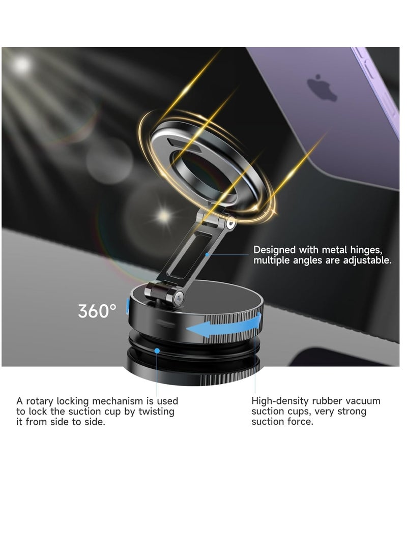 MJZ Vacuum Magnetic Car Phone Holder with Suction Cup, 360 Rotation Base Compatible with Mag-Safe Car Phone Mount, HandsFree Adjustable Magnetic Phone Holder for Gym/Mirror/Smooth Surface - Image 3
