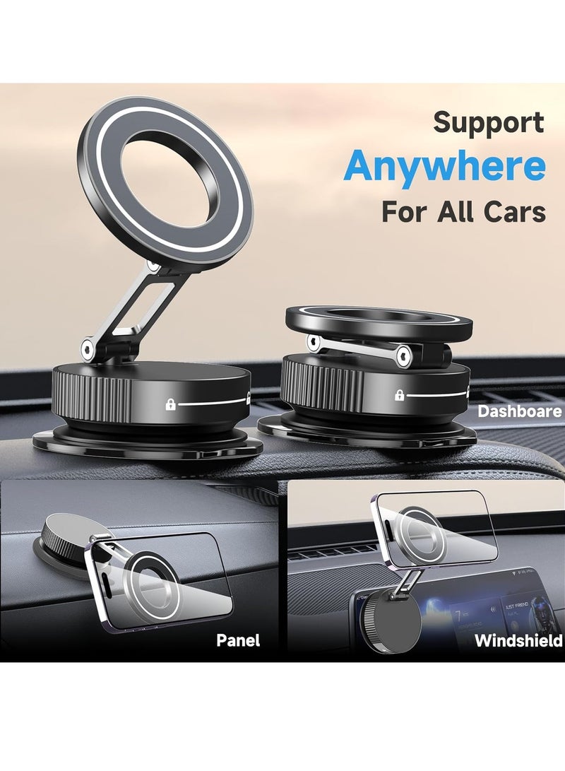 MJZ Vacuum Magnetic Car Phone Holder with Suction Cup, 360 Rotation Base Compatible with Mag-Safe Car Phone Mount, HandsFree Adjustable Magnetic Phone Holder for Gym/Mirror/Smooth Surface - Image 2