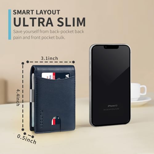 RUNBOX Money Clip Slim Wallets for Men RFID Blocking 11 Card Holder Minimalist Small Leather Bifold Men's Front Pocket Wallet Gift Box - Image 3
