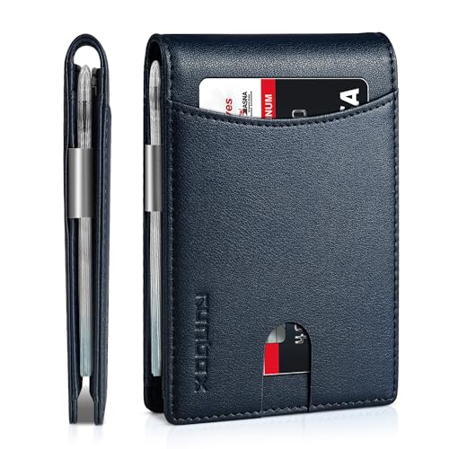 RUNBOX Money Clip Slim Wallets for Men RFID Blocking 11 Card Holder Minimalist Small Leather Bifold Men's Front Pocket Wallet Gift Box - Image 1