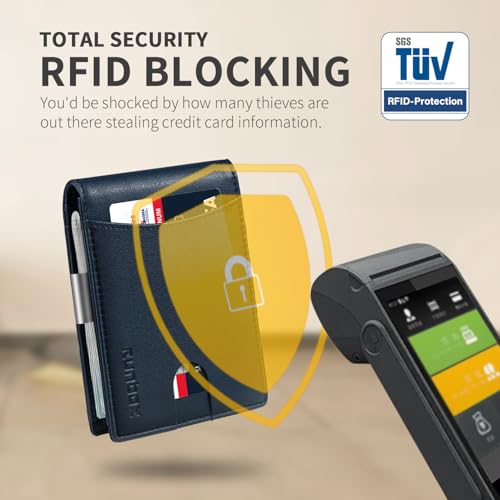 RUNBOX Money Clip Slim Wallets for Men RFID Blocking 11 Card Holder Minimalist Small Leather Bifold Men's Front Pocket Wallet Gift Box - Image 5