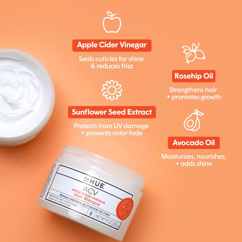 dpHUE Apple Cider Vinegar Hair Masque, 9 oz - Deep Conditioning Treatment for Dry, Damaged, Color-Treated Hair - Made with Avocado, Rosehip & Coconut Oils - Image 3