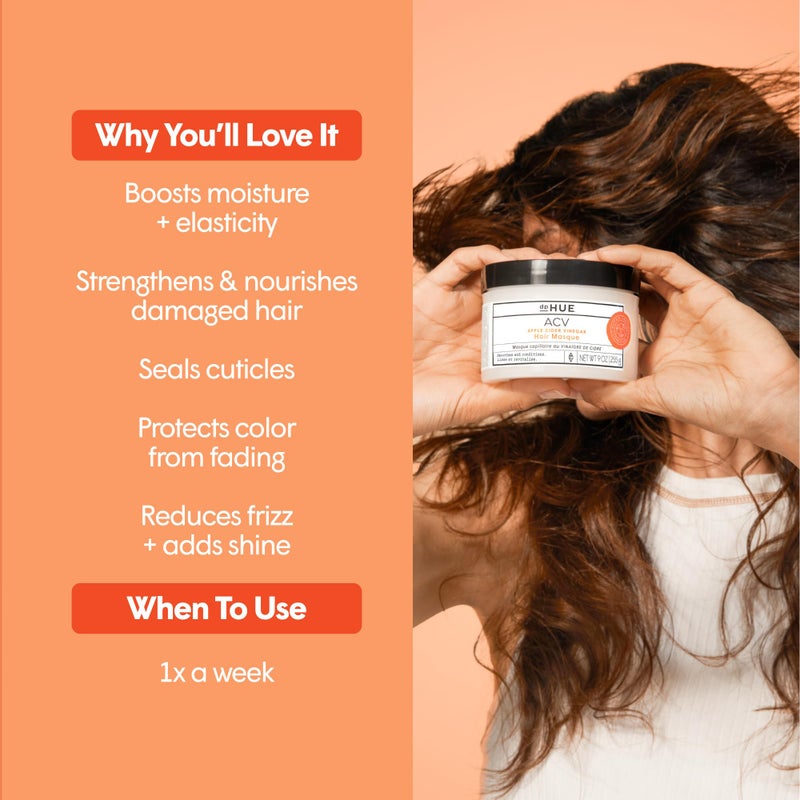 dpHUE Apple Cider Vinegar Hair Masque, 9 oz - Deep Conditioning Treatment for Dry, Damaged, Color-Treated Hair - Made with Avocado, Rosehip & Coconut Oils - Image 2