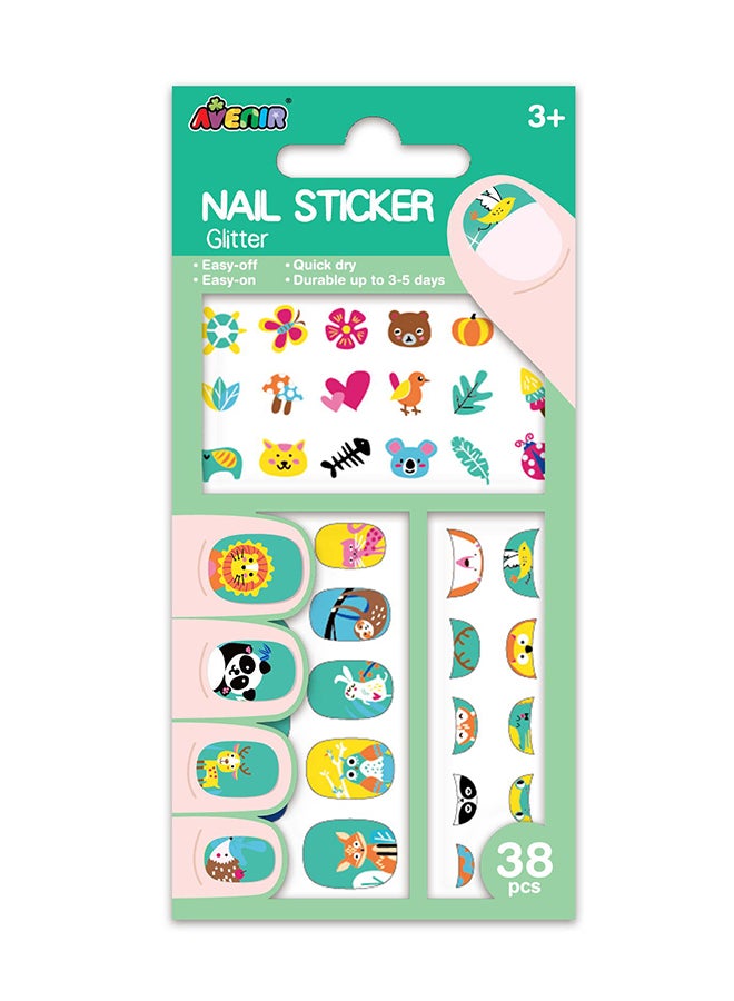 Avenir ملصقات أظافر لامعة  حيوانات  | تصاميم عصرية! مع 38 ملصق ملون ومؤقت أنيق - Image 1