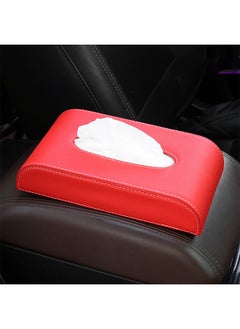 Generic Tissue Box, Premium Tissue Holder, Faux Leather Sun Visor Tissue Holder, Stylish and Convenient Facial Tissue Dispenser for your Vehicle (RED)  - Image 1