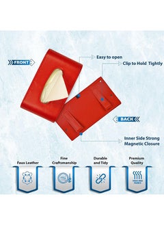 Generic Tissue Box, Premium Tissue Holder, Faux Leather Sun Visor Tissue Holder, Stylish and Convenient Facial Tissue Dispenser for your Vehicle (RED)  - Image 4