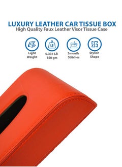 Generic Tissue Box, Premium Tissue Holder, Faux Leather Sun Visor Tissue Holder, Stylish and Convenient Facial Tissue Dispenser for your Vehicle (RED)  - Image 3