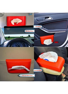 Generic Tissue Box, Premium Tissue Holder, Faux Leather Sun Visor Tissue Holder, Stylish and Convenient Facial Tissue Dispenser for your Vehicle (RED)  - Image 5