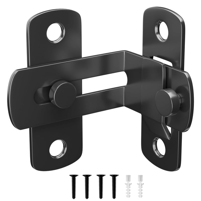 Sankeytew 2 Pack 90 Degree Flip Barn Door Lock  Protect Privacy - Security Gate Latch  Hook Lock Latch For Barn  Garden  Bathroom  Outdoor  Garage  Window  Sliding Door Black - Image 1