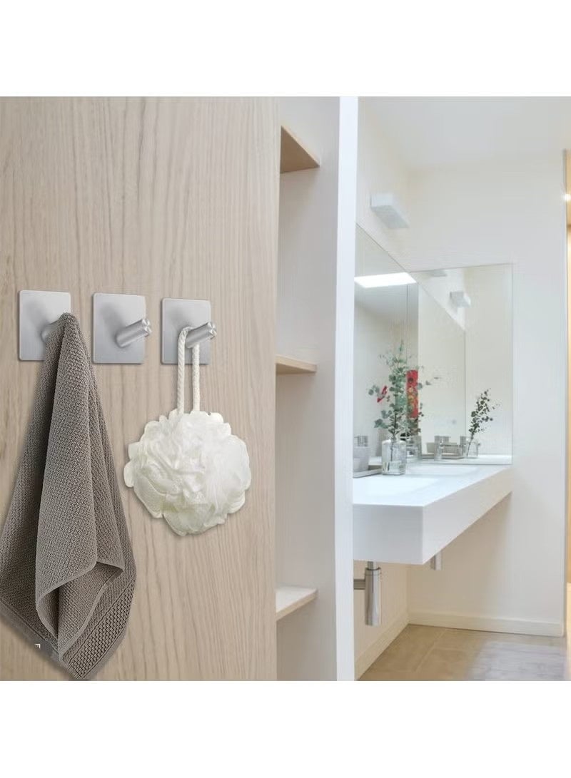 Beauenty Wall Hooks Heavy Duty Self Adhesive 304 Stainless Steel Traceless NO Nails-Anti-Rust Waterproof Hook for Bathroom, Kitchen, Hanging, Coat Robe, Towel, Key - Silver (7 Pack) - Image 5