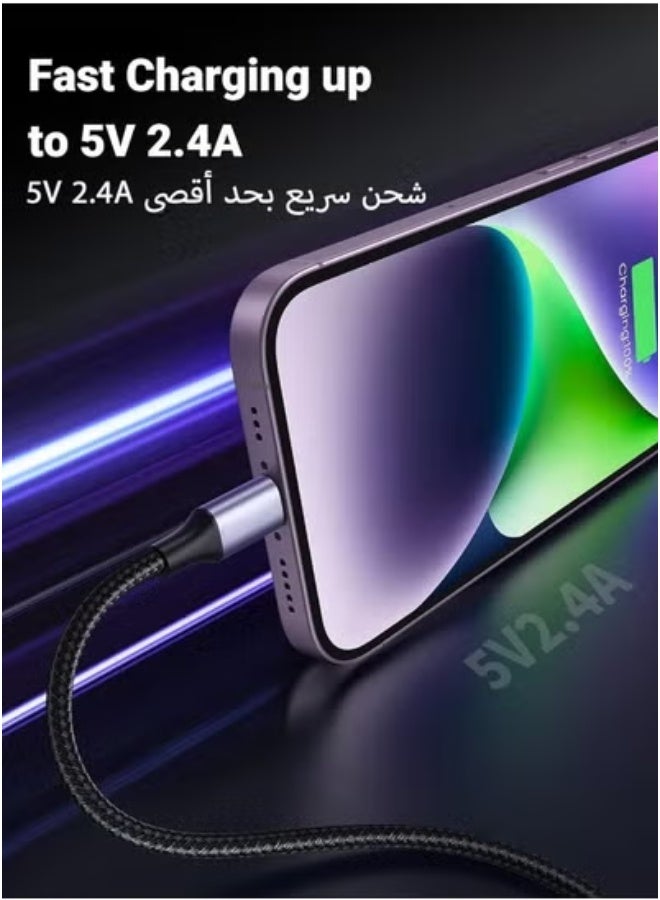 بروماس شاحن كار بلاي كيبل شحن سريع مضفر من بروماس بطول 3 متر معتمد, منفذ USB A الى لايتنيج متوافق مع هواتف ايفون 14 برو/ 14 برو ماكس/ 14/ 14 بلس/13/12/11/X/8/7 - Image 5