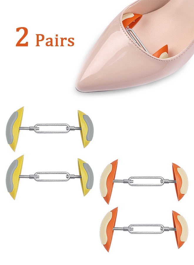 Quantum 2 Pairs Adjustable Shoe Stretcher - Spring Shoe Shaper Support, Reusable Length Adjustable Shoe Expander for High Heels, Pointed Toe Shoes, Leather Shoes, Multiple Colors for Daily Shoe Care (Orange + Yellow) - Image 1
