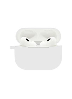 Suitable For Airpods Pro2 Protective Case Silicone Case Airpods4 Apple Wireless Bluetooth Headset Case-Color:White (with Hanging Ears 1.2mm)-Applicable Models:Airpods Pro2 Pearlescent Bag Packaging