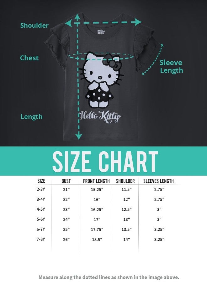 The Souled Store Looney Tunes: Flower Power Girls Round Neck Green Graphic Printed Cotton Flutter Sleeve Tops (2-8 Yrs) - Image 5