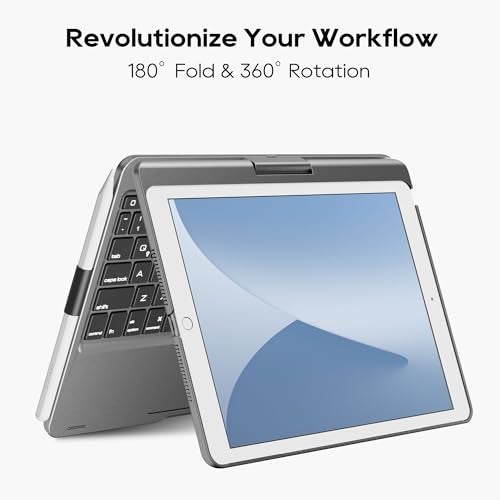 edaiser Swivel Keyboard Case for iPad 10.2 inch 9th 8th 7th, iPad Air 3rd and iPad Pro 10.5 2nd Generation; Rotatable Cover with Pencil Holder, Multi-Touch Trackpad, RGB Backlit, Space Gray - Image 2