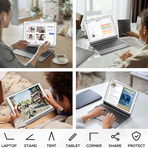 edaiser Swivel Keyboard Case for iPad 10.2 inch 9th 8th 7th, iPad Air 3rd and iPad Pro 10.5 2nd Generation; Rotatable Cover with Pencil Holder, Multi-Touch Trackpad, RGB Backlit, Space Gray - Image 5