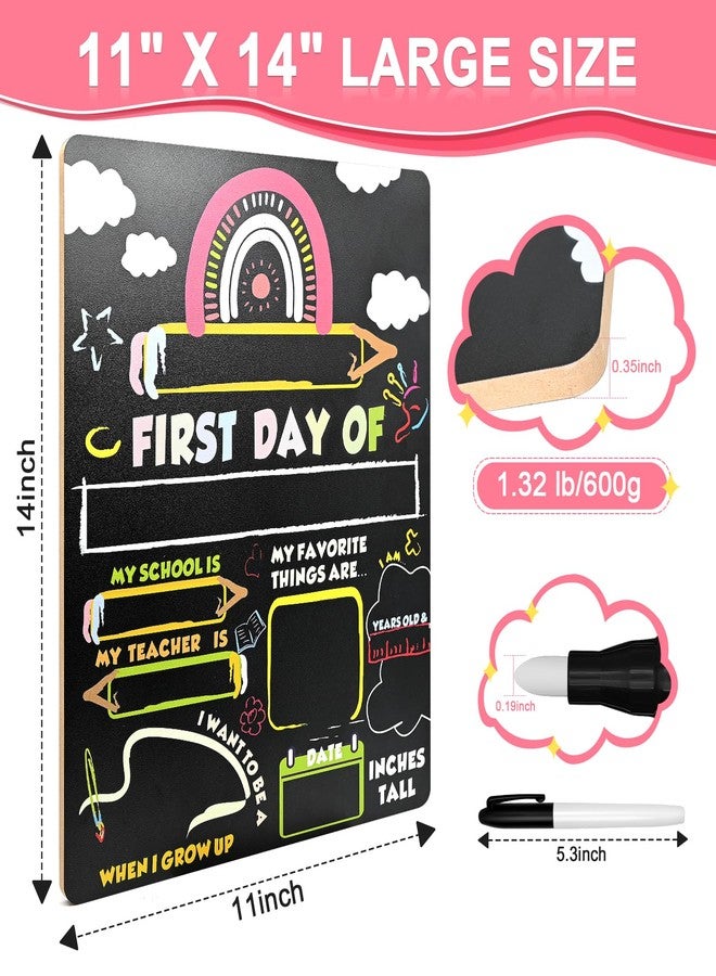 Yoshiky First and Last Day of School Sign Board, 14”x11”Double-Sided & Reusable Back to School Chalkboard Prek Signs Kindergarten 1st with Markers for Preschool Drycare Erase - Image 4