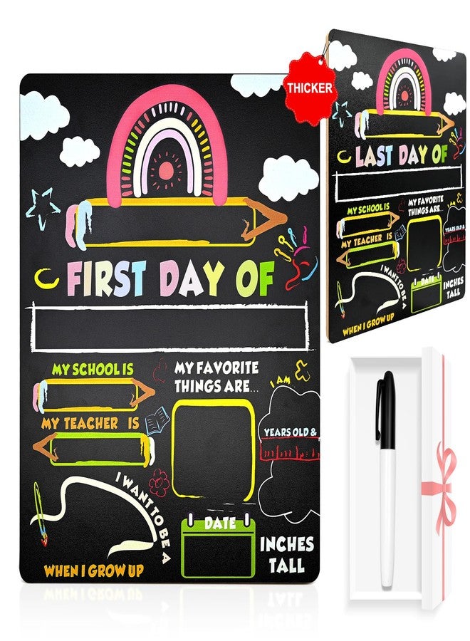 Yoshiky First and Last Day of School Sign Board, 14”x11”Double-Sided & Reusable Back to School Chalkboard Prek Signs Kindergarten 1st with Markers for Preschool Drycare Erase - Image 1