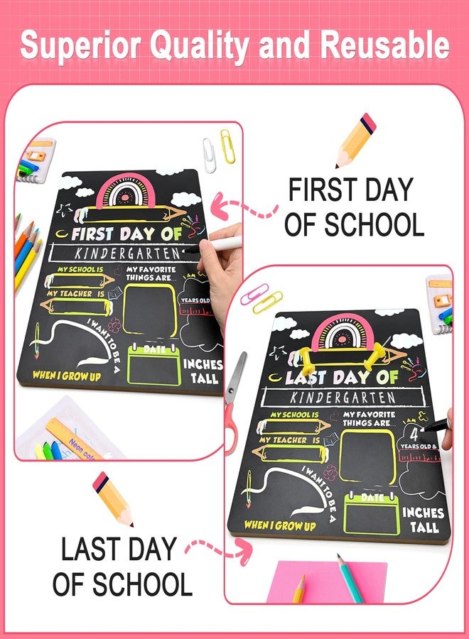 Yoshiky First and Last Day of School Sign Board, 14”x11”Double-Sided & Reusable Back to School Chalkboard Prek Signs Kindergarten 1st with Markers for Preschool Drycare Erase - Image 3