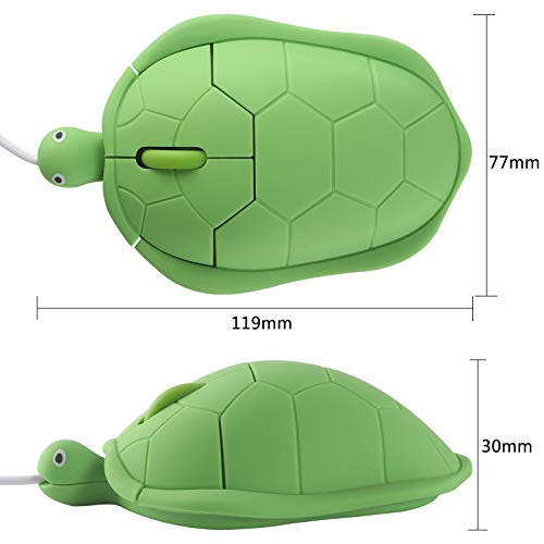 elec Space Cute Animal Turtle Shape USB Wired Corded Mouse Optical Mice for Notebook PC Laptop Computer 1200DPI 3 Buttons with 3.6 Feet Cord (Green) - Image 3