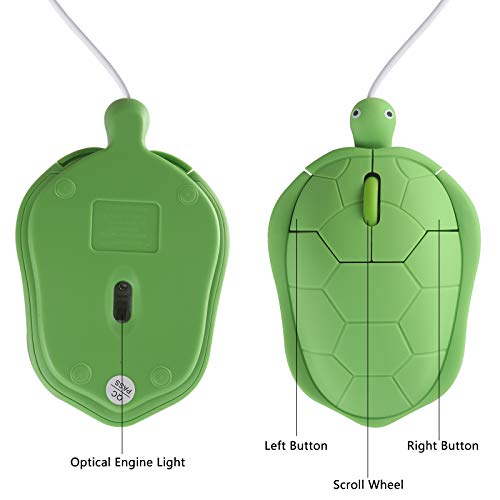 elec Space Cute Animal Turtle Shape USB Wired Corded Mouse Optical Mice for Notebook PC Laptop Computer 1200DPI 3 Buttons with 3.6 Feet Cord (Green) - Image 4