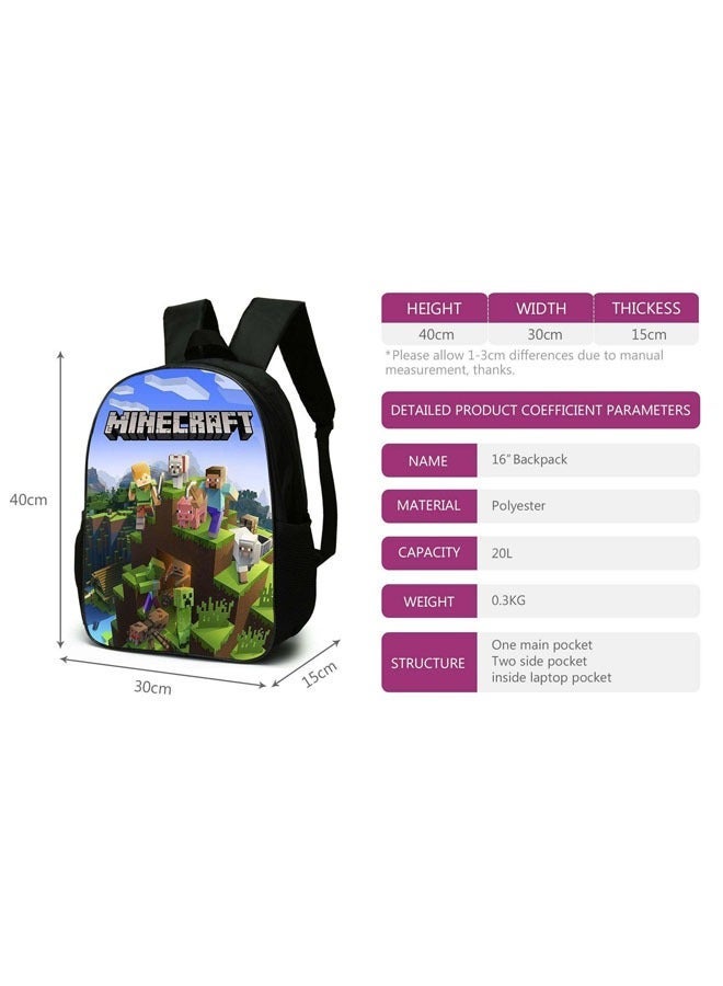 general MINECRAFT Backpack Minecraft Game Peripheral for Elementary and Middle School Students (Backpack Shoulder Bag Pen Bag Three-Piece Set) - Image 3