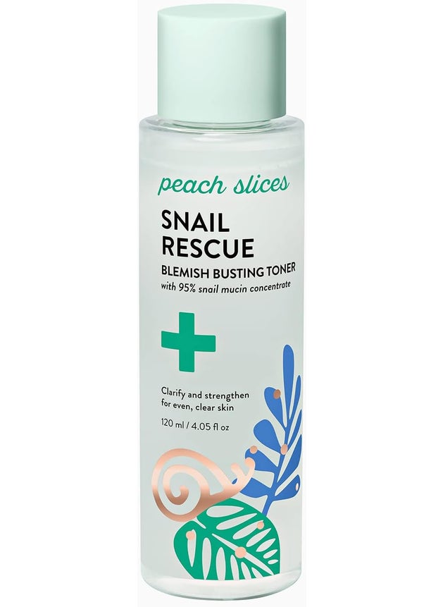 Peach Slices Peach Slices  Snail Rescue Blemish Busting Toner  95 Snail Mucin  Pore Cleaner  Hydrates  Balances  Korean Skin Care  CICA  Hyaluronic Acid  NonComedogenic  CrueltyFree  405 oz 