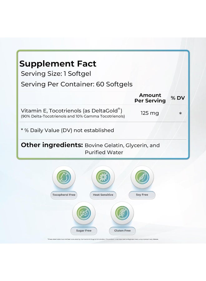 WELLNESS EXTRACT Tocotrienols Deltagold 125mg, Vitamin E Tocotrienols Supplements 60 Softgel, Tocopherol Free, Supports Immune Health & Antioxidant Health (90% Delta & 10% Gamma) (Pack of 1) - Image 5