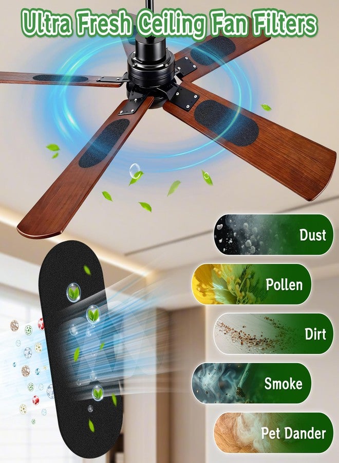 Enbabbor Activated Carbon Fiber Cotton Ceiling Fan Filters, Traps Household Contaminants & VOCs for Fresher Air | Odorless, Easy-Stick Design for All Fan Blades - Image 2