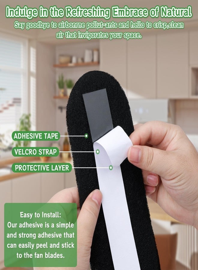 Enbabbor Activated Carbon Fiber Cotton Ceiling Fan Filters, Traps Household Contaminants & VOCs for Fresher Air | Odorless, Easy-Stick Design for All Fan Blades - Image 3