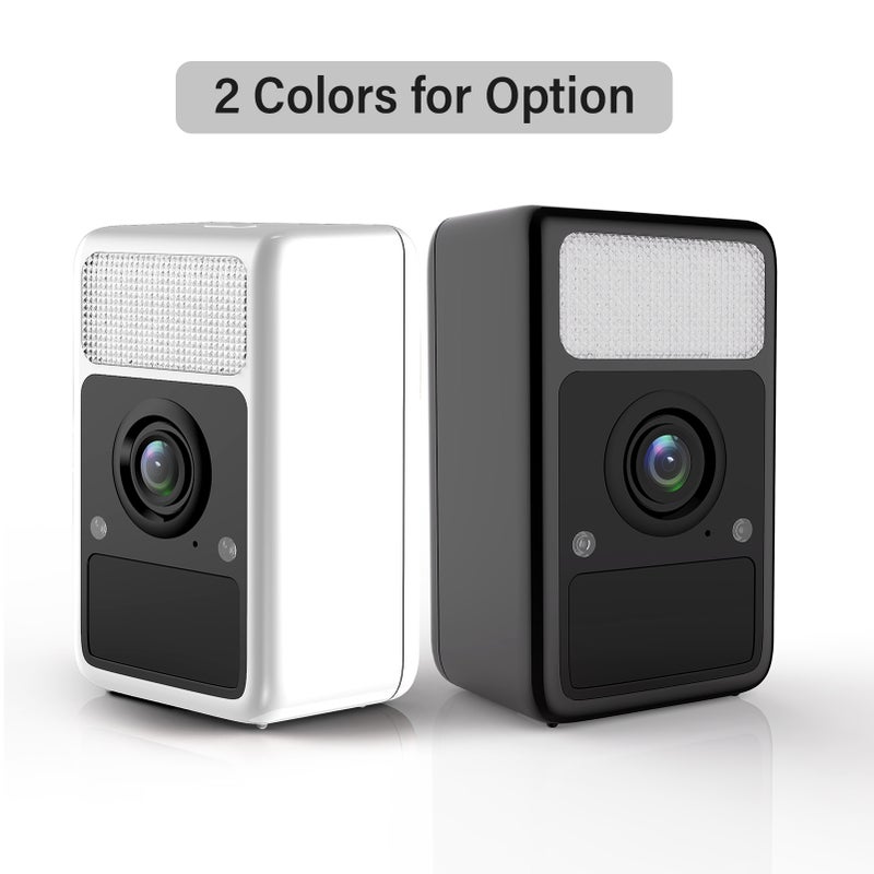 2K Wireless Home Security Camera - IP65 Waterproof PIR Human Detection Enhanced Infrared Night Vision 95° Wide Angle 9200mAh Battery Powered White Camera for Indoor Outdoor Home Monitoring - Image 2