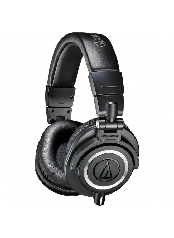 audio-technica Audio-Technica ATH-M50x Professional Studio Monitor Headphones | Black Bundle with Full Sized Hard Body Headphone Case and Microfiber Cleaning Cloth (3 Items)  - Image 2