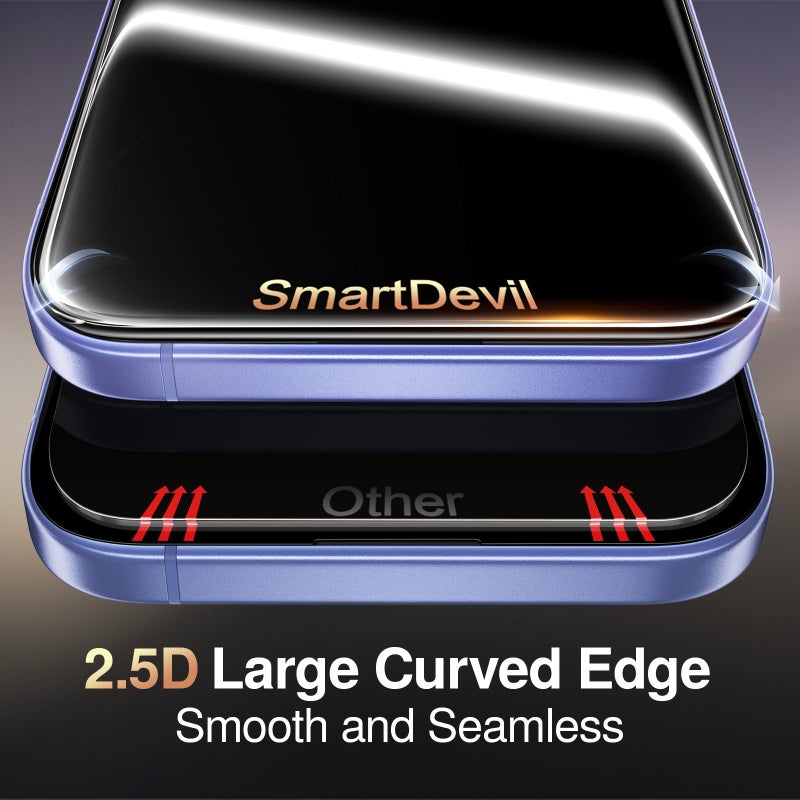 SMARTDEVIL 3 Pack Tempered Glass for iPhone 16 Screen Protector, Military-Grade Shatterproof Protection, 9H Hardness, Fast & Easy Installation, Case Friendly Design - Image 5