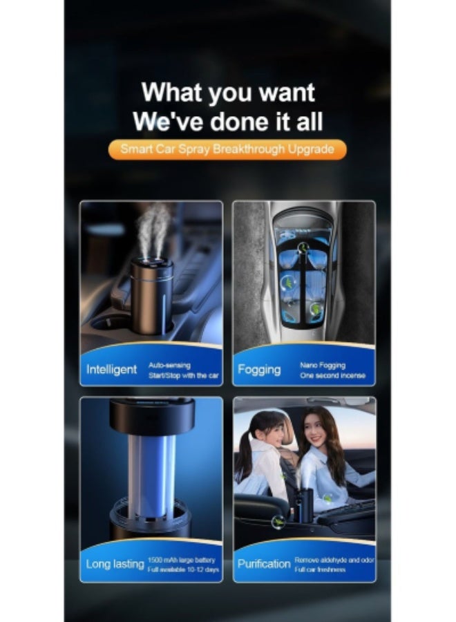 AROAQ Dual Spray Car Air Humidifier Aluminum Alloy Essential Oil Diffuser Car Freshener Home Office Accessories ( Purple With 2 Filter Rods) - Image 3