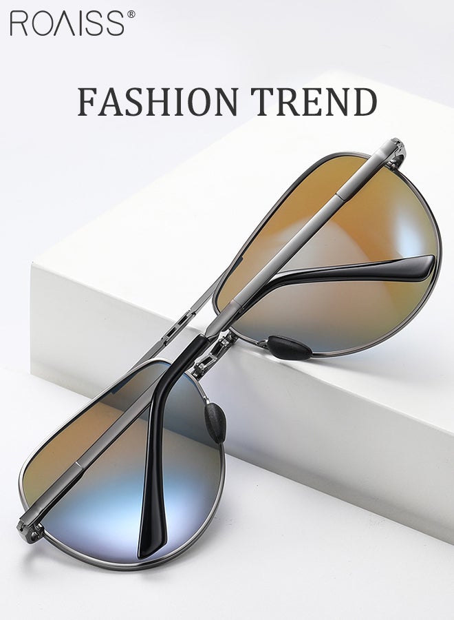 roaiss Men's Polarized Night Vision Aviator Glasses for Driving, UV400 Protection Sun Glasses with Metal Frame, Color Changing Glasses for Men Driving, Fishing, Golfing, Traveling - Image 4