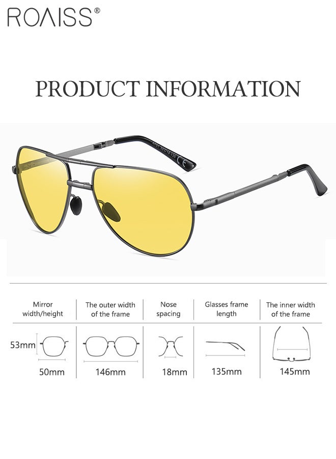 roaiss Men's Polarized Night Vision Aviator Glasses for Driving, UV400 Protection Sun Glasses with Metal Frame, Color Changing Glasses for Men Driving, Fishing, Golfing, Traveling - Image 5