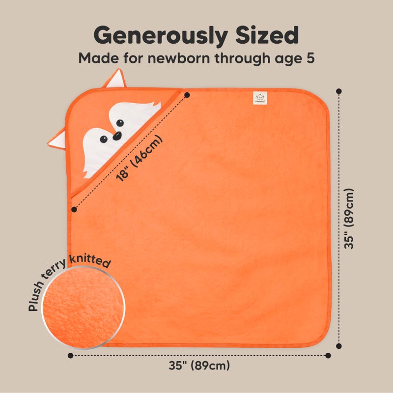 KeaBabies Hooded Baby Towel for Newborn - Viscose Derived from Bamboo Large Baby Bath Towels with Hood for Boys, Girls, Toddler, Extra Absorbent & Soft Newborn Bath Essentials (Fox) - Image 4
